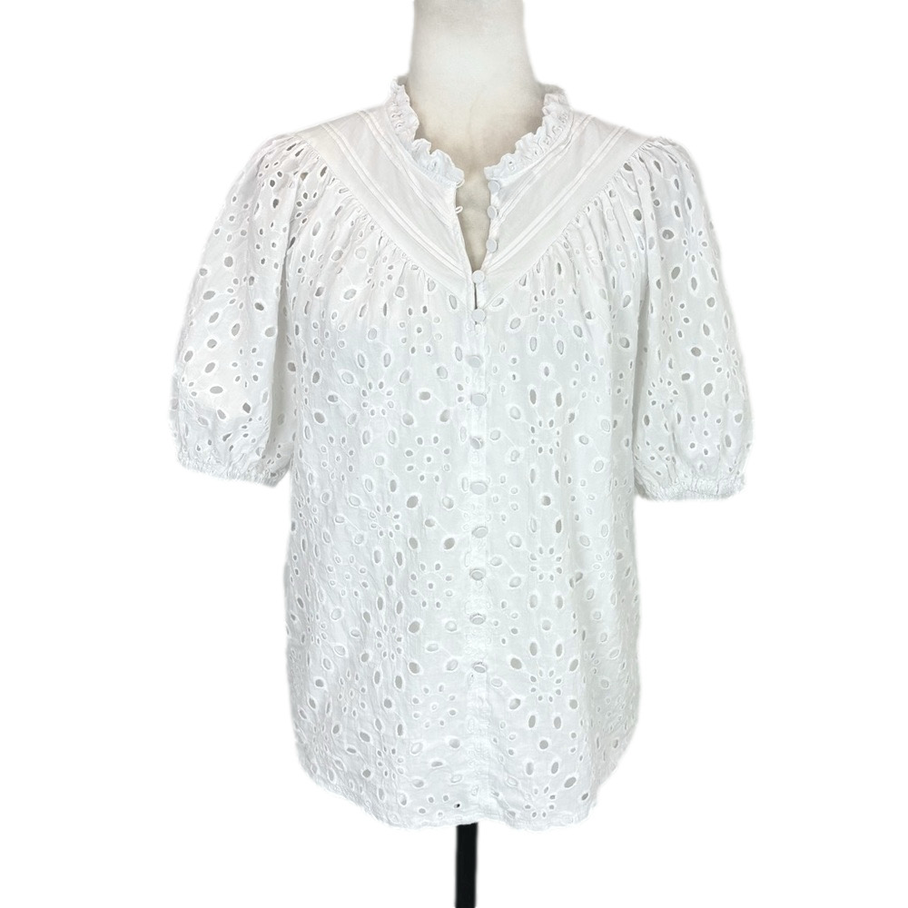 PrettyGarden white eyelet blouse